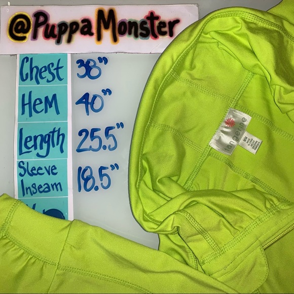 📚SOLD📚 TANGERINE Mock neck Zip Up Track Activewear Jacket Medium M Neon Lime - Picture 7 of 7